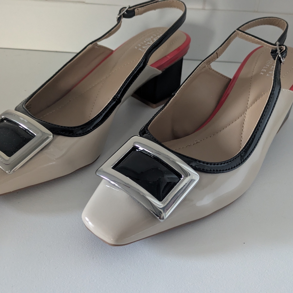 Elegant Women's Slingback Heels with Silver Buckle